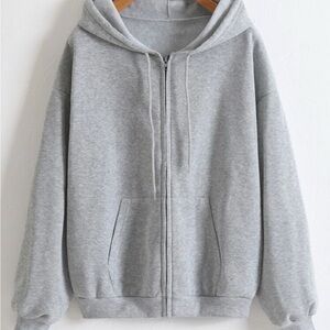 SHEIN Gray Zip-Up Hoodie